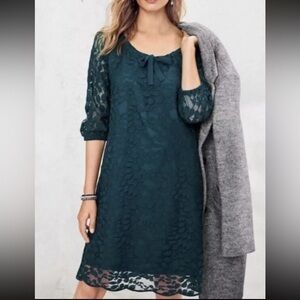 Garnet Hill Turquoise Boheme Easy Lace Dress Size 4